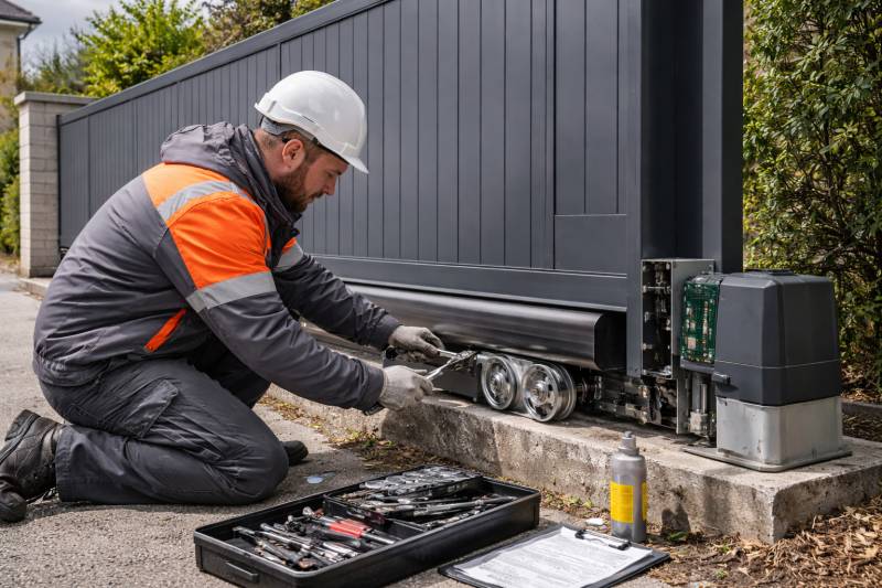 Réparation d'un portail coulissant en porte-à-faux vers Rillieux la Pape