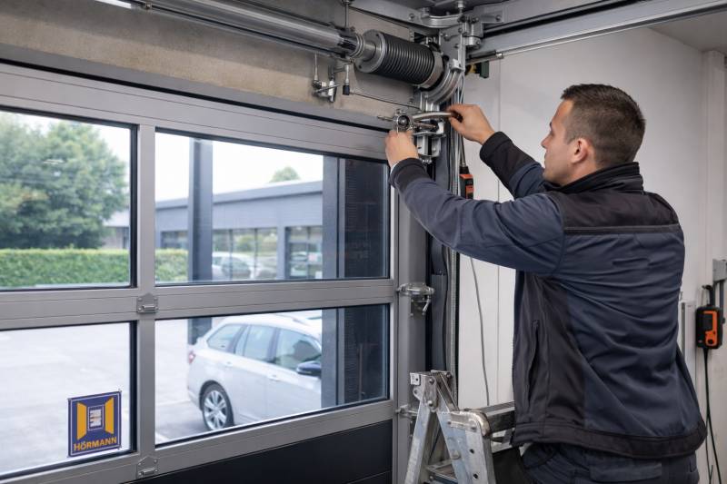 Dépannage d'une porte sectionnelle vitrée Hormann à Lyon (69)